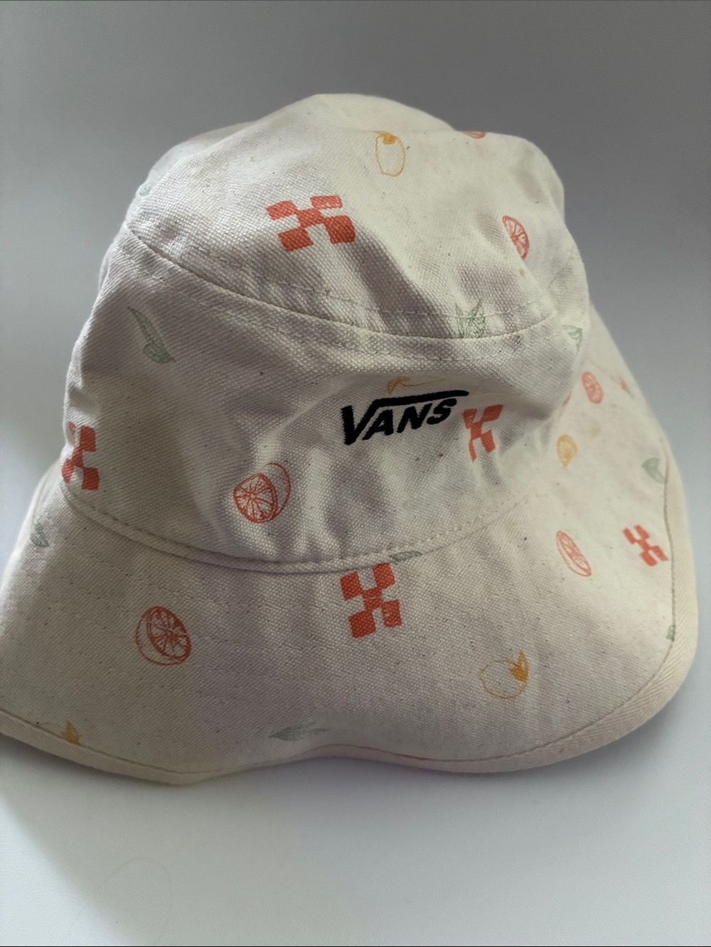 Vans Cream Bucket Hat with Orange Citrus & Green Accents